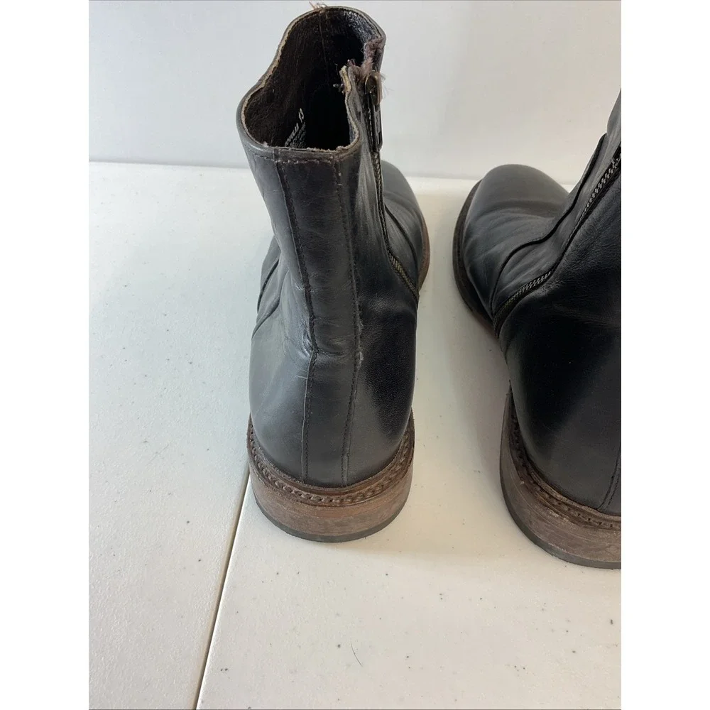 Mens Freebird by Steven Douglas‎ Boot Size 13 Leather black Zip Grunge Biker